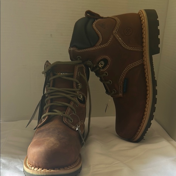 Brown Leather Lace-Up Boots with Moc Toe - Picture 6 of 9